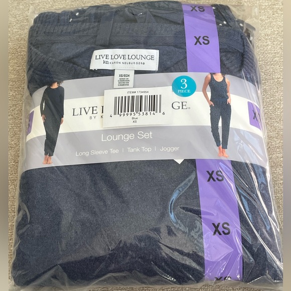 Live Love Lounge by Karen Neuburger women’s blue 3 piece lounge set XS NWT - Picture 3 of 8